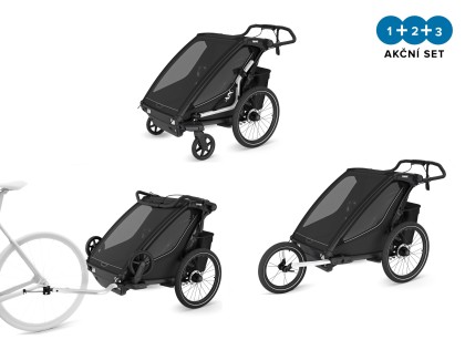 Thule Chariot Sport 2 G3 DOUBLE Black + bike set + kočárkový set + běžecký set