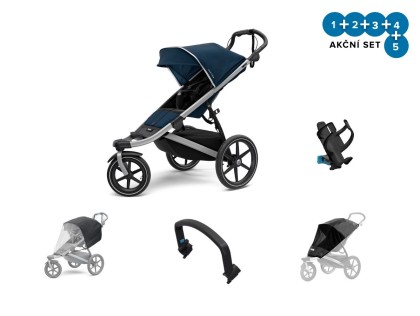 Thule Urban Glide 2 Alu / Majolica Blue  + pláštěnka + madlo + ochranná síť + držák na pití