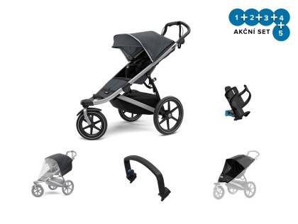 Thule Urban Glide 2 Dark Shadow + pláštěnka + madlo + ochranná síť + držák na pití