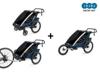 Náhled produktu - Thule Chariot Cross 2 Majolica Blue 2022 + bike set + kočárkový set + běžecký set