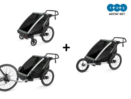 Náhled produktu - Thule Chariot Lite 2 Agave + bike set + kočárkový set + běžecký set