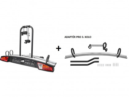 Náhled produktu - Nosič 2 jízdních kol Menabo Merak Tilting (type K) sklopný + adaptér na 3. kolo