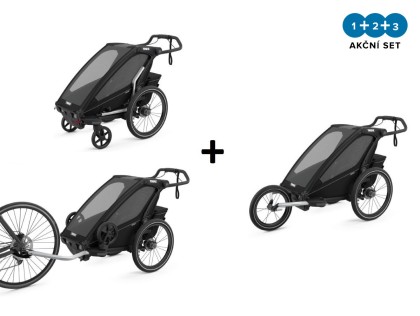 Náhled produktu - Thule Chariot Sport 1 Midnight Black + bike set + kočárkový set + běžecký set