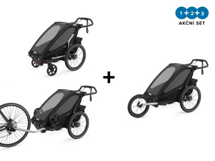 Thule Chariot Sport 1 Midnight Black + bike set + kočárkový set + běžecký set