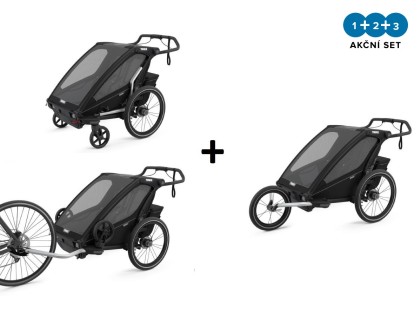 Thule Chariot Sport 2 Midnight Black + bike set + kočárkový set + běžecký set