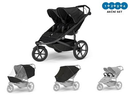 Thule Urban Glide 3 Double Black + pláštěnka double + moskytiéra double + 2x madlo