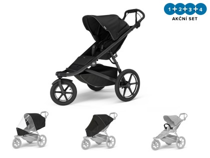 Thule Urban Glide 3 Black + pláštěnka + moskytiéra + madlo