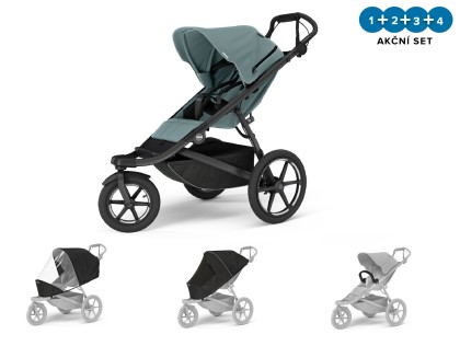 Thule Urban Glide 3 Mid-Blue + pláštěnka + moskytiéra + madlo