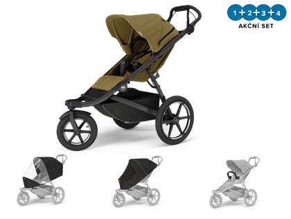 Thule Urban Glide 3 Nutria Green + pláštěnka + moskytiéra + madlo