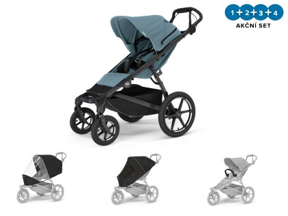 Thule Urban Glide 4-wheel Mid Blue + madlo + pláštěnka + moskytiéra