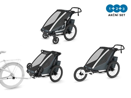 Thule Chariot Cross 2 G3 SINGLE Dark Slate + bike set + kočárkový set + běžecký set