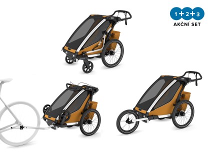 Thule Chariot Sport 2 G3 SINGLE Natural Gold + bike set + kočárkový set + běžecký set