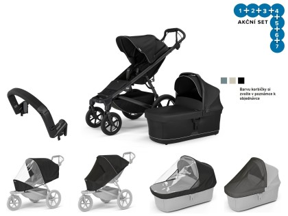 Thule Urban Glide 4 Black + korba + pláštěnka + moskytiéra + madlo + pláštěnka korba + moskyt. korba