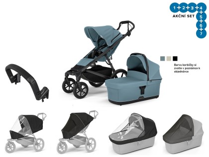 Thule Urban Glide 4 Mid-Blue + korba + pláštěnka + moskytiéra + madlo + plášt. korba + moskyt. korba