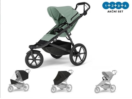 Thule Urban Glide 3 Mist Green + pláštěnka + moskytiéra + madlo