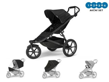 Náhled produktu - Thule Urban Glide 3 Black - Magnetic Buckle  + pláštěnka + moskytiéra + madlo