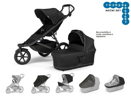 Thule Urban Glide 3 Black Magnet.Buckle + korba + plášť + moskyt. + madlo + plášť.korba + mosk.korba