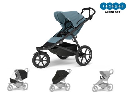 Thule Urban Glide 3 Mid Blue - Magnetic Buckle  + pláštěnka + moskytiéra + madlo