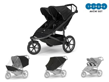 Náhled produktu - Thule Urban Glide 3 Double Black MB + pláštěnka + moskytiéra + 2x madlo NEW