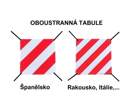 Náhled produktu - Výstražná tabule CELOREFLEXNÍ, OBOUSTRANNÁ - EU/Španělsko 50x50cm, stahovací pásky