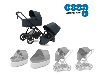 Náhled produktu - Thule Charm 2 in 1 Darkest Blue + pláštěnky + ochranné síťky